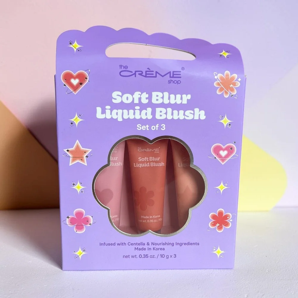 The Creme Shop Soft Blur Liquid Blush Set 3 Shades Pink Rose Red Peach